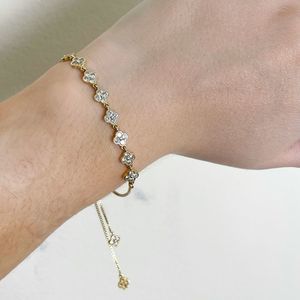 Gold Flower Diamond Bolo Tie Bracelet